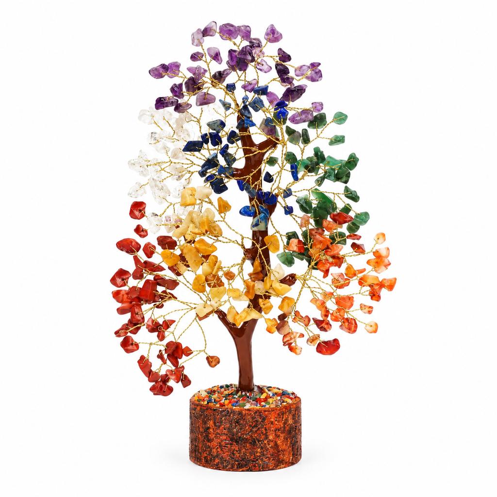 Handmade 7 Chakra Crystal Tree of Life - Unique Birthday for Women, Mom, & Friends | Handcrafted Healing Crystal Decor for Home & Office, Brings Positive Energy, Luck & Prosperity
