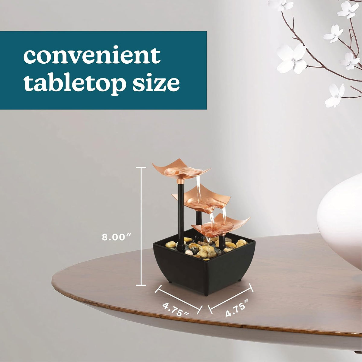 Homedics Tabletop Water Fountain, 3 Tier Indoor Waterfall Fountain