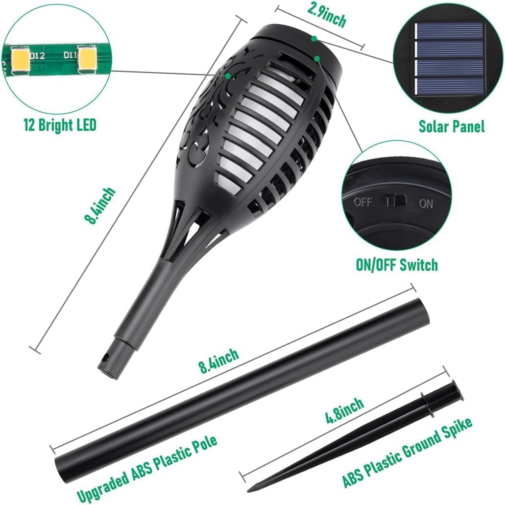 Solar Torch Light with Flickering Flame for Halloween Decorations ( 6 pack )