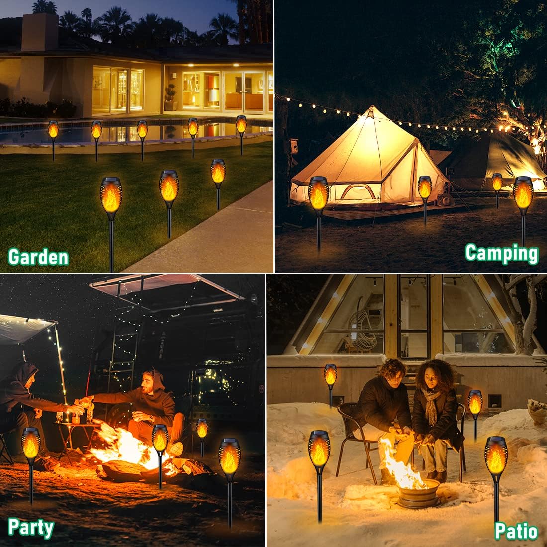 Solar Torch Light with Flickering Flame for Halloween Decorations ( 6 pack )