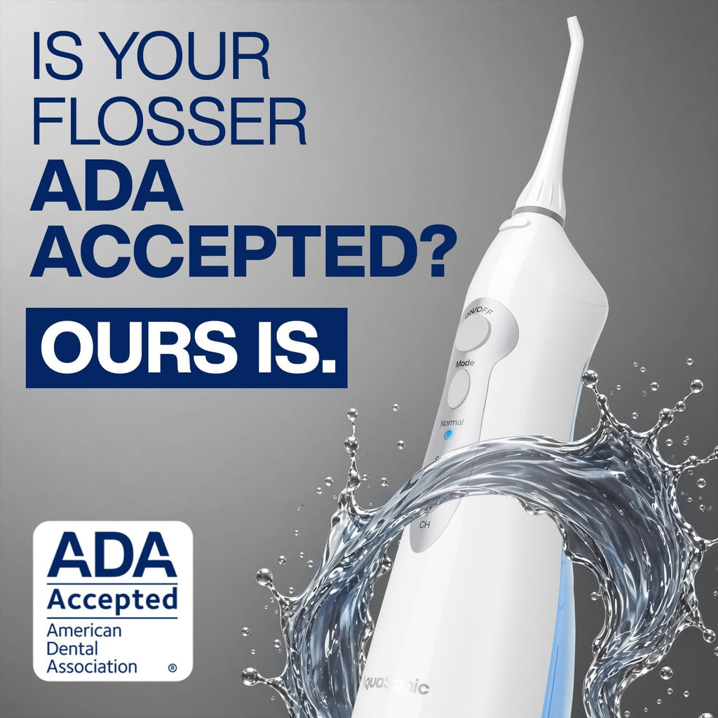 AquaSonic Aqua Flosser Water Flosser, ADA Accepted, White