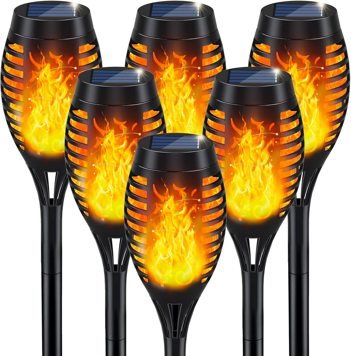 Solar Torch Light with Flickering Flame for Halloween Decorations ( 6 pack )