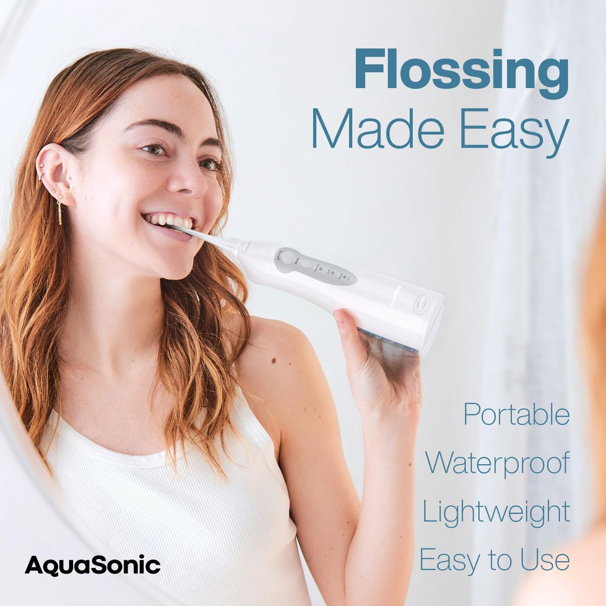 AquaSonic Aqua Flosser Water Flosser, ADA Accepted, White