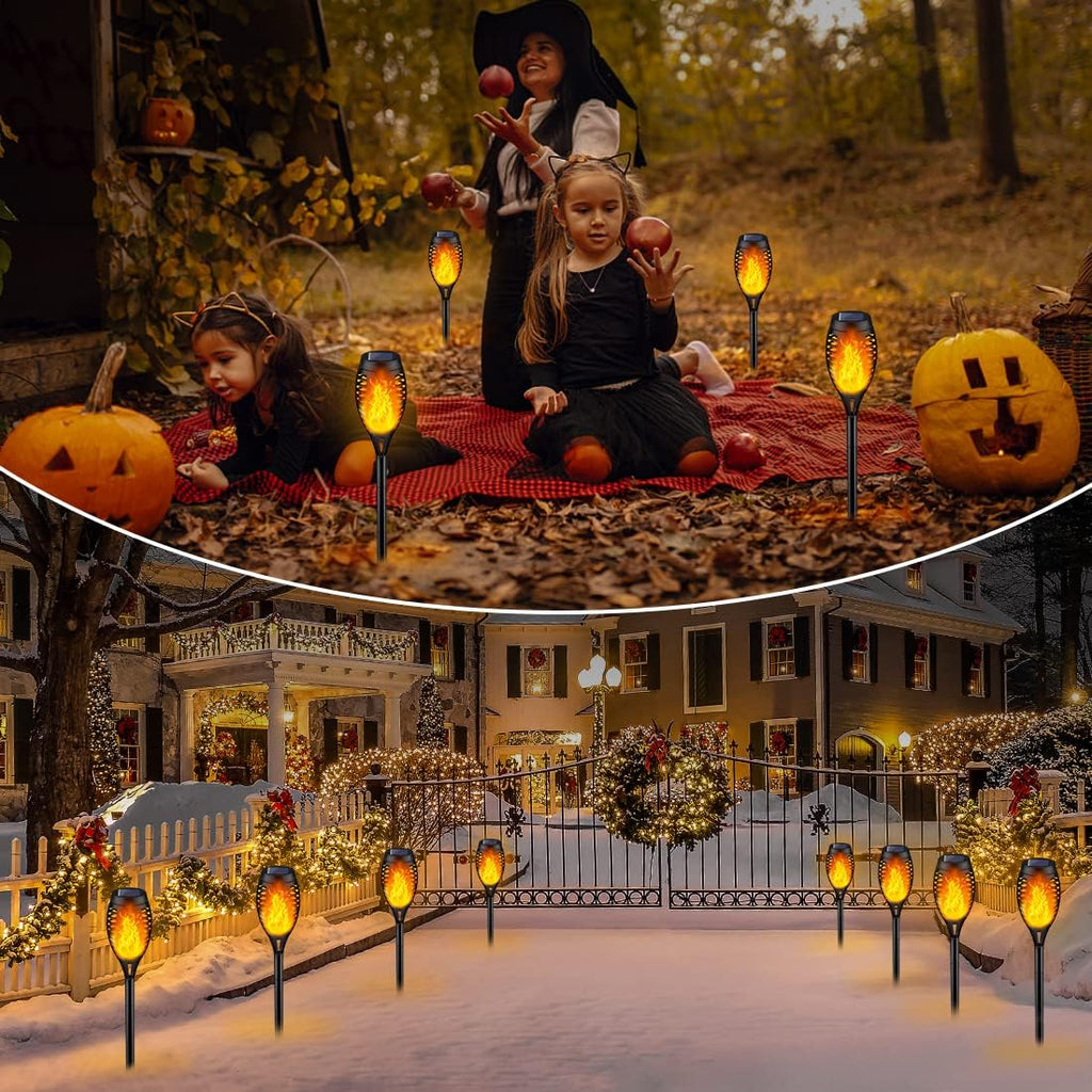 Solar Torch Light with Flickering Flame for Halloween Decorations ( 6 pack )