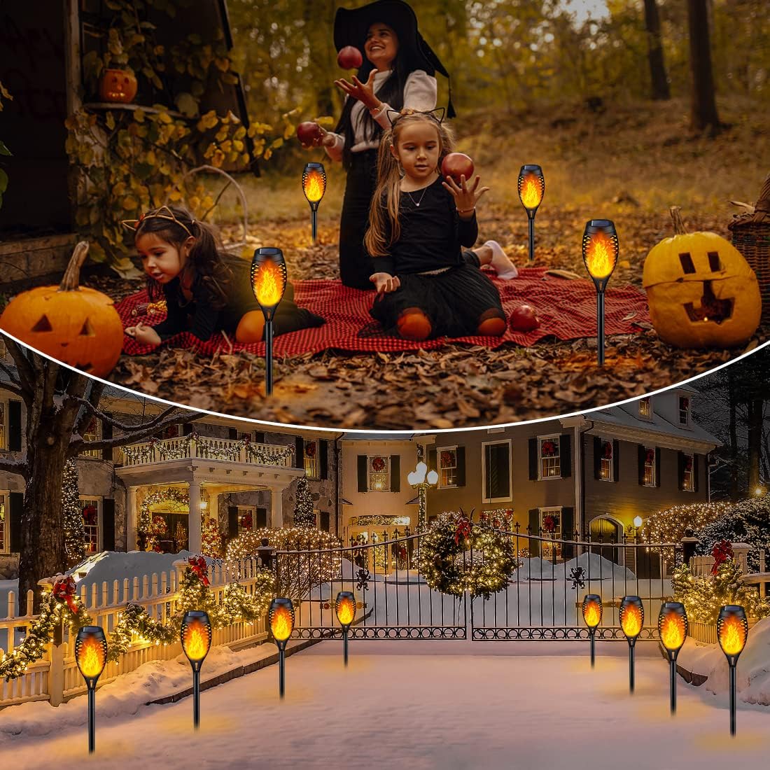 Solar Torch Light with Flickering Flame for Halloween Decorations ( 6 pack )
