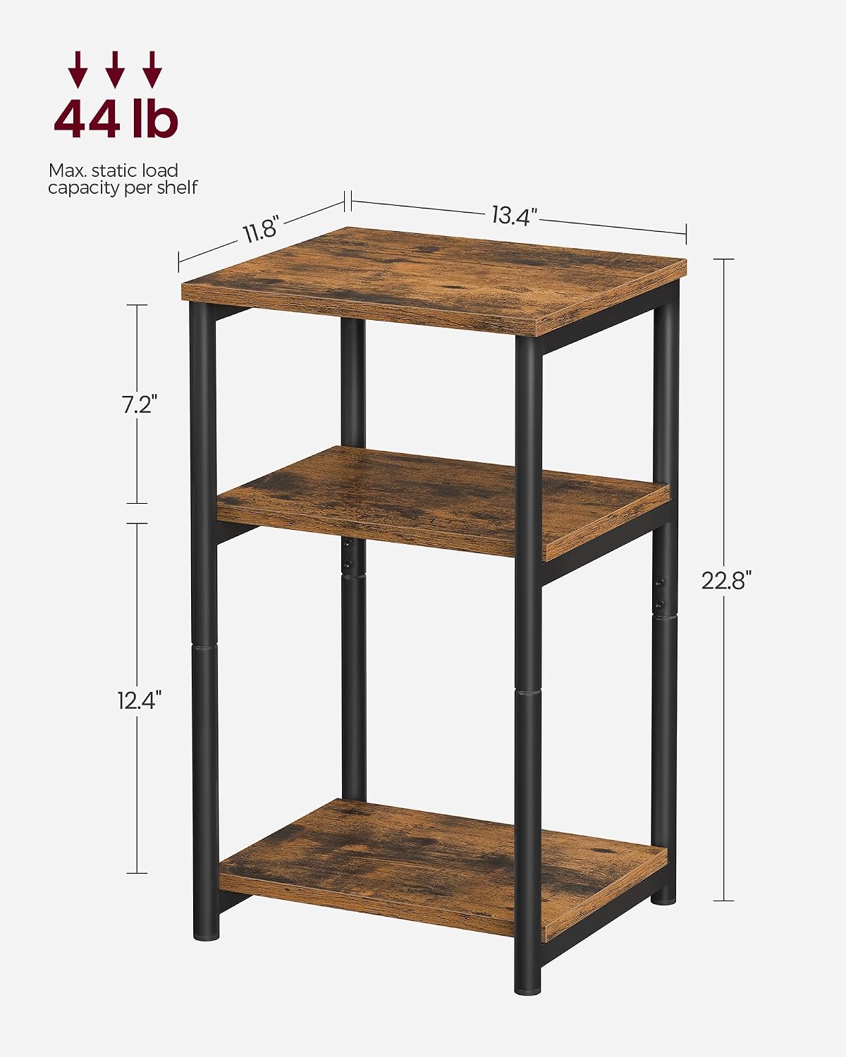 Versstile Side Table, Small End Table, Tall Nightstand, Steel Frame
