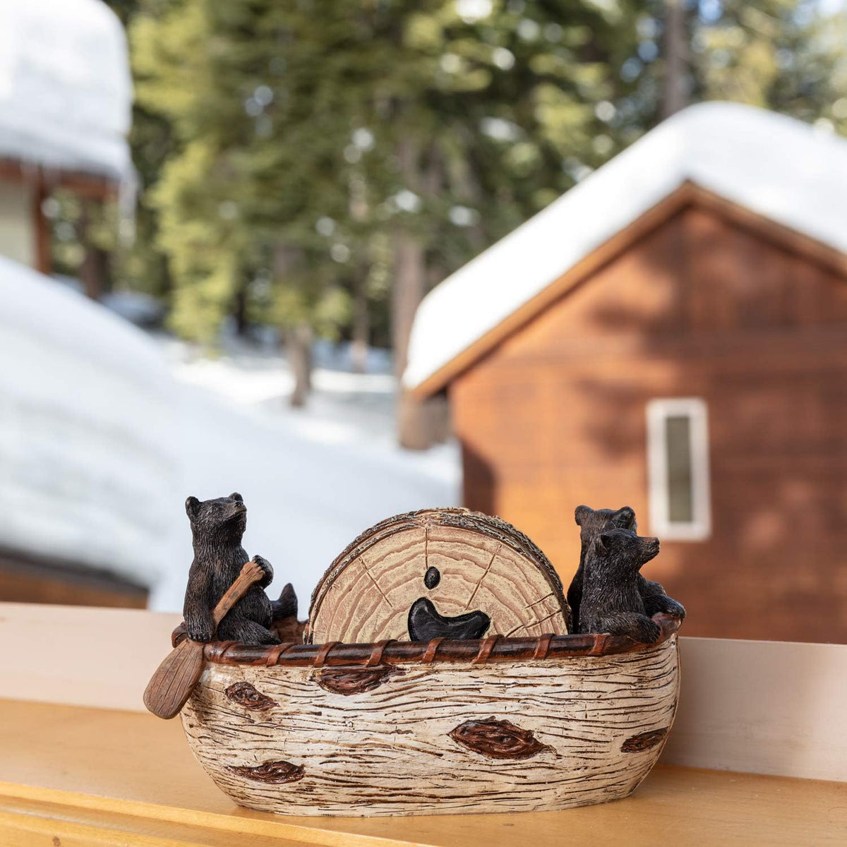 Bear Coasters Set of 6 - Handcrafted Black Bear Decor & Cabin Decor Gifts