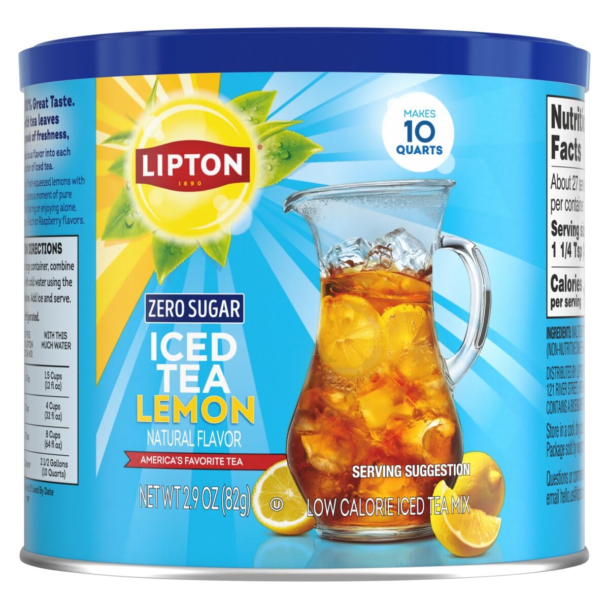 Lipton Zero Sugar Lemon Iced Tea Mix, Makes 60 Quarts, 6-Pack