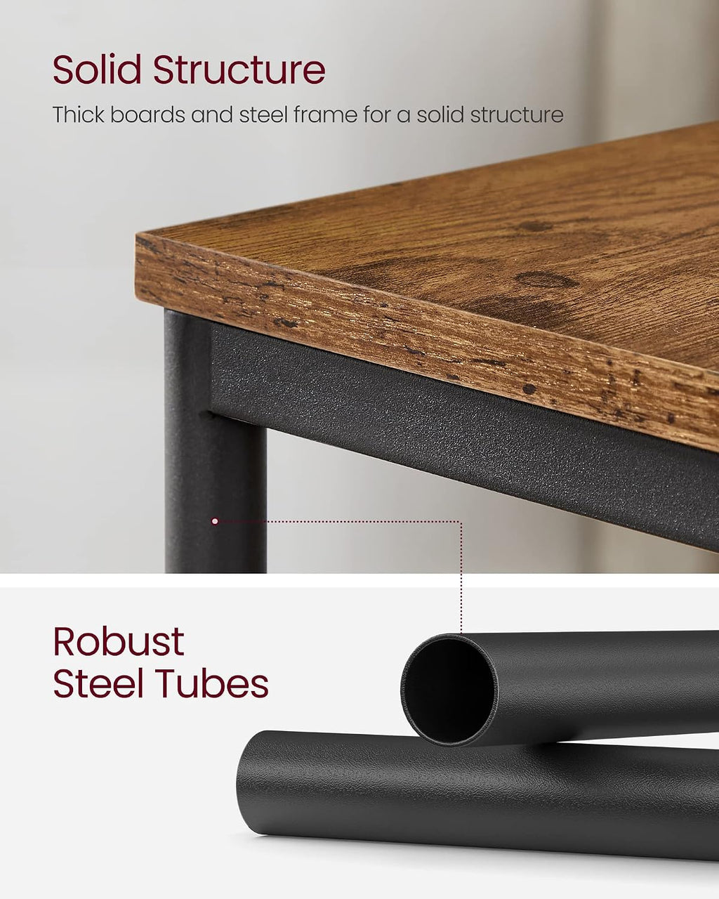 Versstile Side Table, Small End Table, Tall Nightstand, Steel Frame