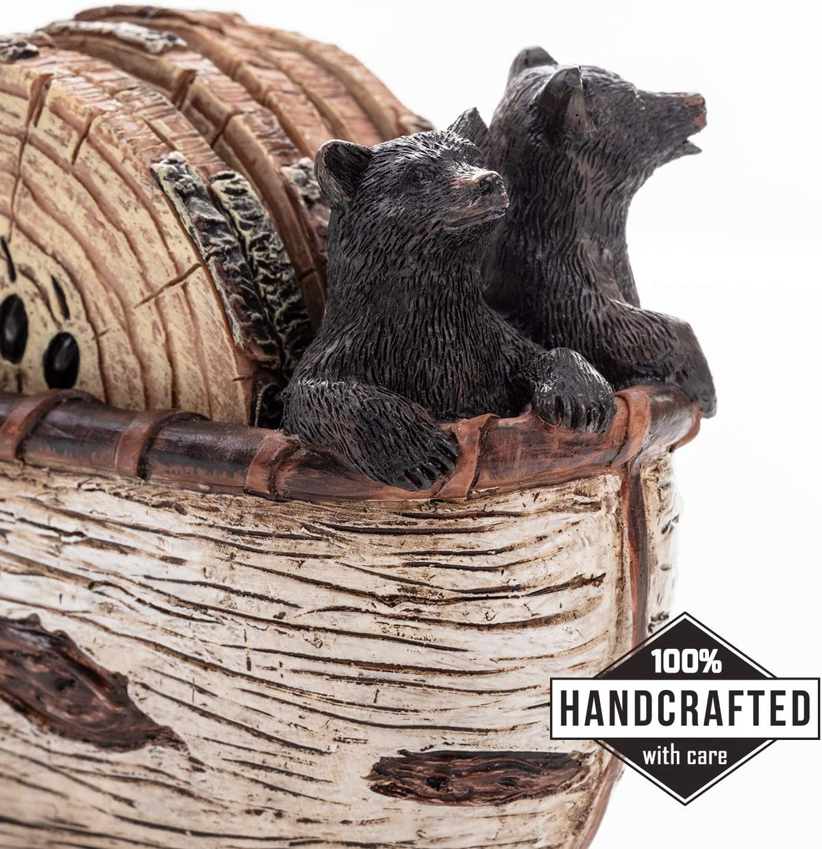 Bear Coasters Set of 6 - Handcrafted Black Bear Decor & Cabin Decor Gifts