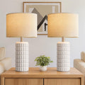 Seealle 23" Modern Ceramic Table Lamps Set of 2, Lamps for Bedroom, White
