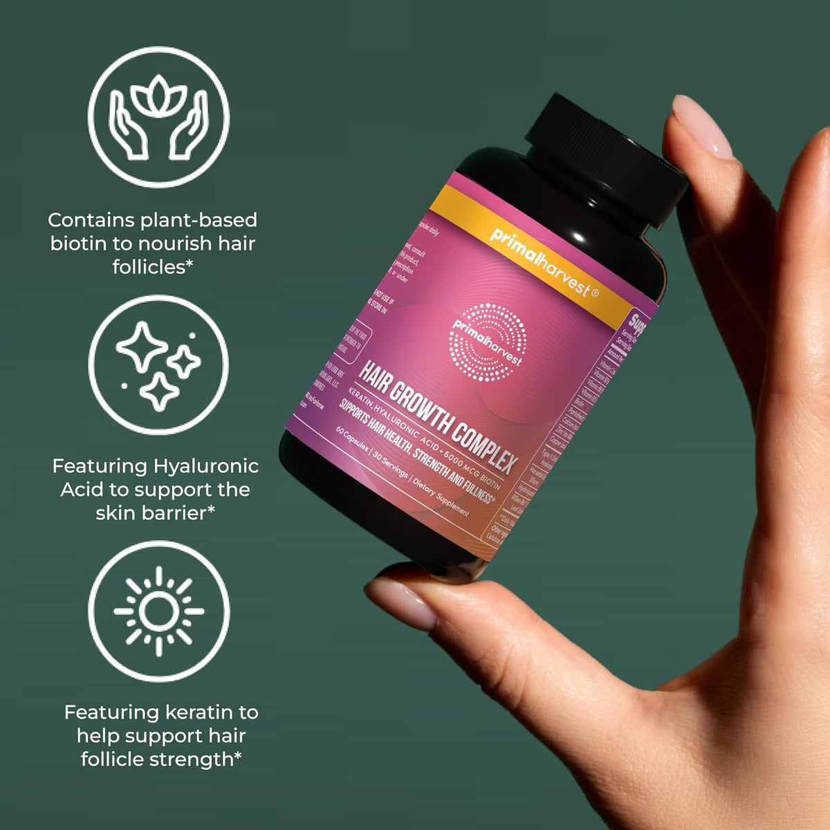 Hair Growth Complex - Daily Supplement, Gluten & Dairy Free