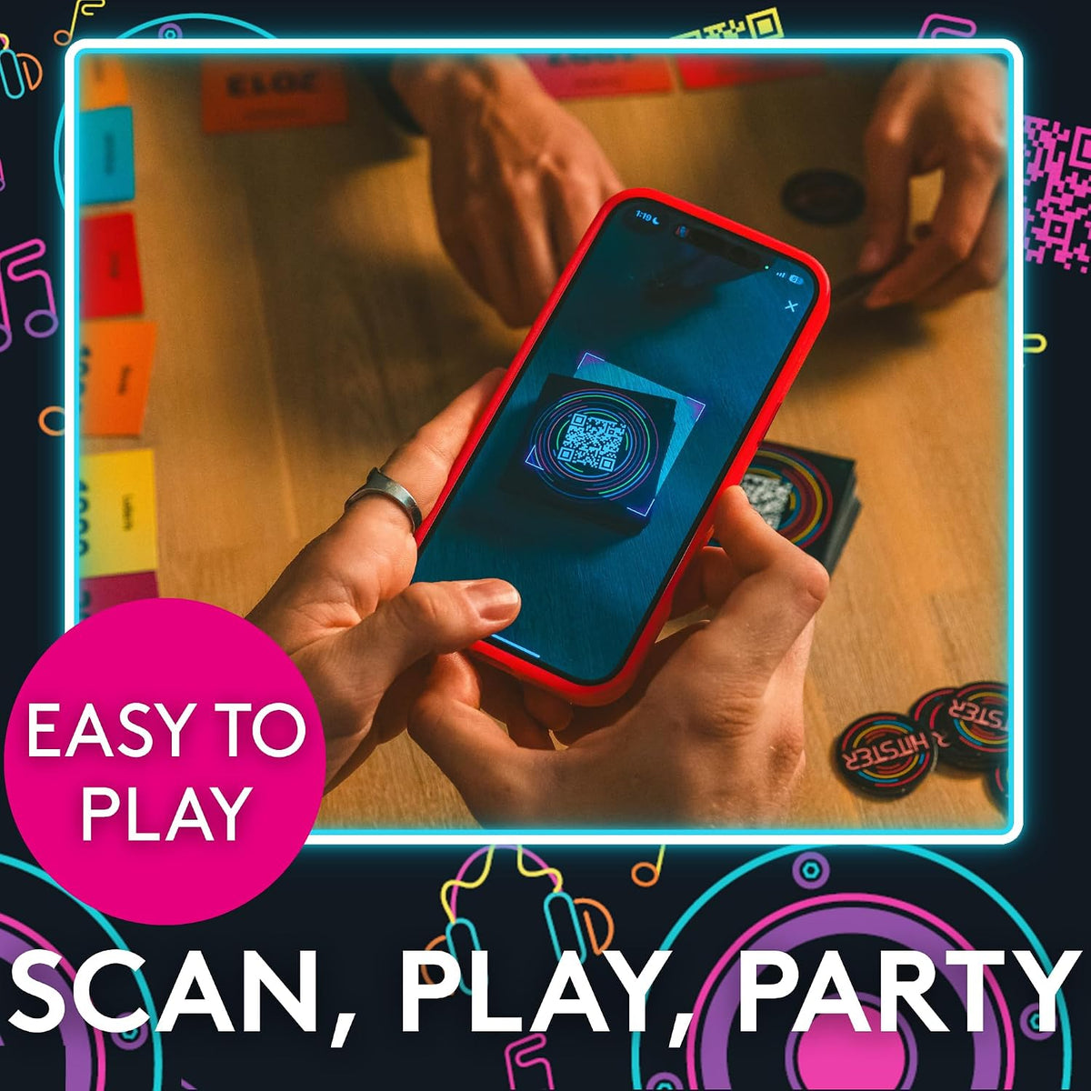 Jumbo Hitster - The Music Fun Party Quiz Card Game, 2-10 Players - 300 Plus Iconic Music Hits - Great for Adult and Family Game Night