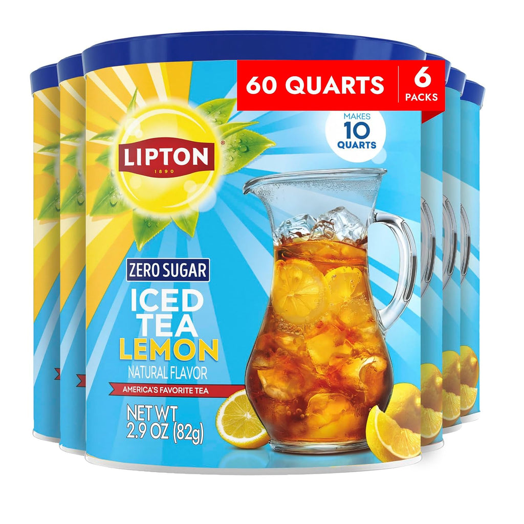 Lipton Zero Sugar Lemon Iced Tea Mix, Makes 60 Quarts, 6-Pack