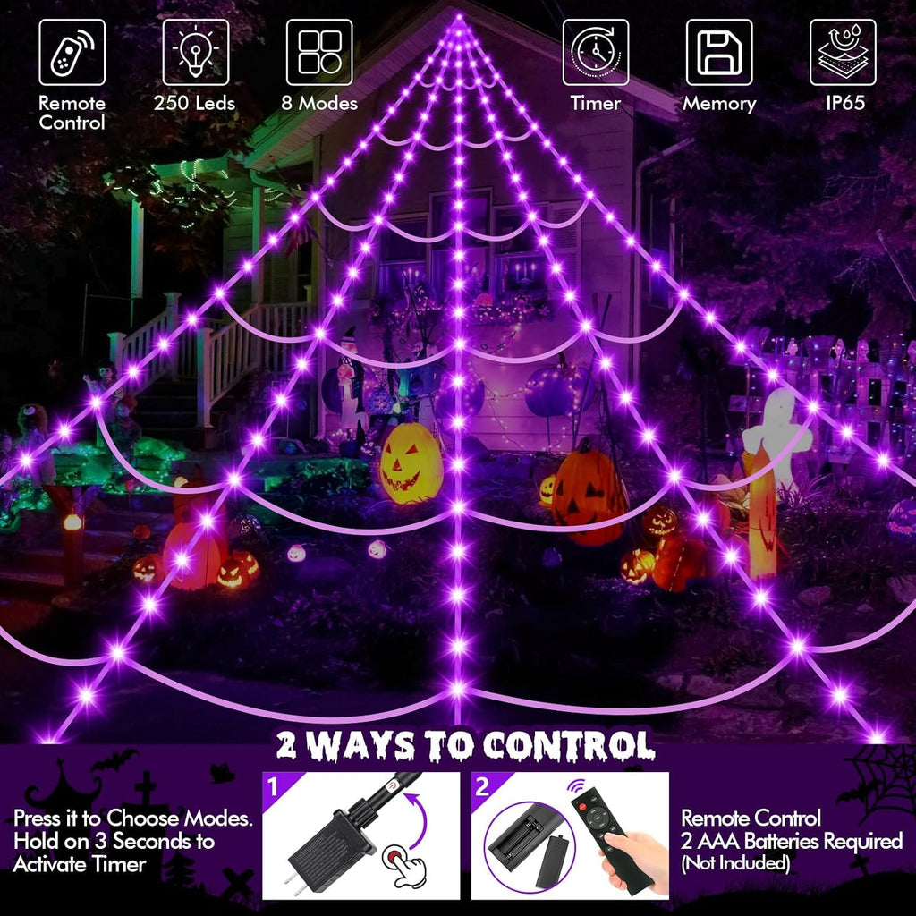 Halloween Decorations Spider Web Lights Outdoor +59" Fake Spider