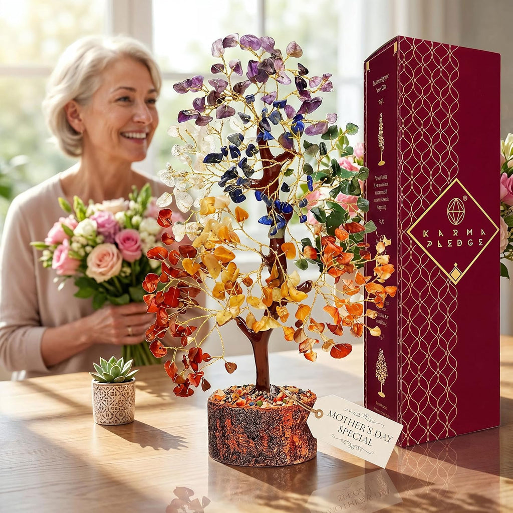 Handmade 7 Chakra Crystal Tree of Life - Unique Birthday for Women, Mom, & Friends | Handcrafted Healing Crystal Decor for Home & Office, Brings Positive Energy, Luck & Prosperity