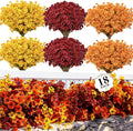 Luxury 18 PCS Artificial Mums for Outdoors Faux Mums of Eucalyptus Leaves